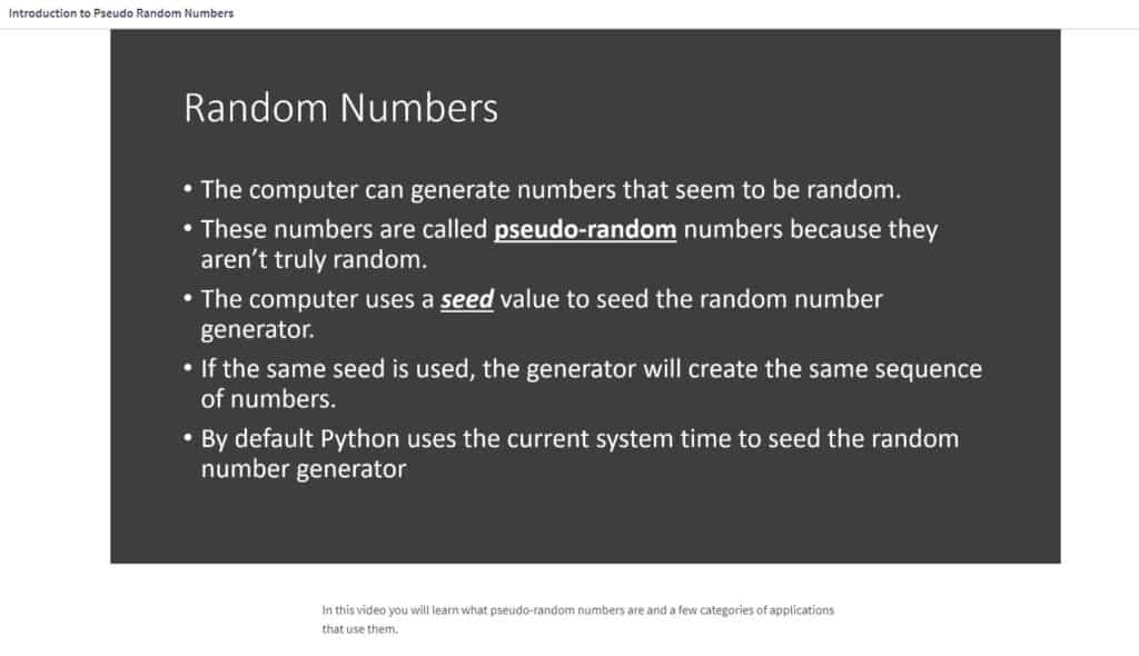 Random Numbers programming