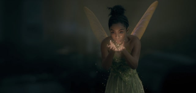 Tinkerbell blowing pixie dust in the live-action remake of Peter Pan