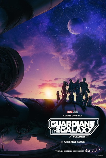 Movie poster from Guardians of the Galaxy Volume 3. This Marvel Universe movie released into theaters on May 5, 2023.