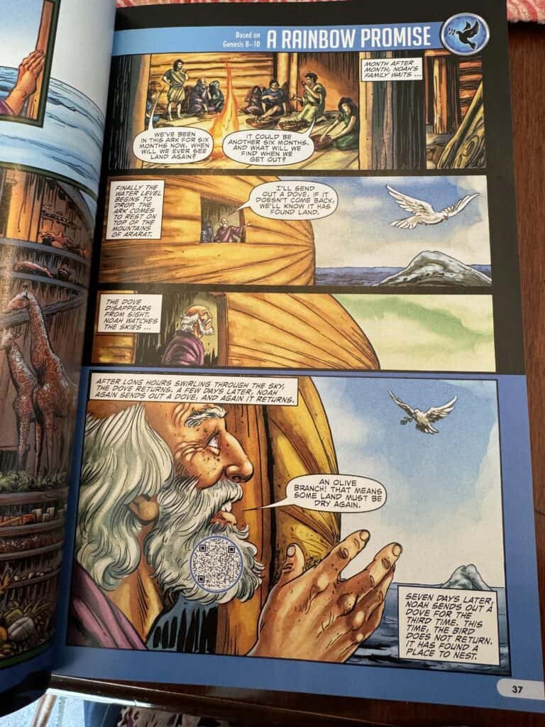 Page from the Faith in Action Bible - Noah's Ark Rainbow Promise