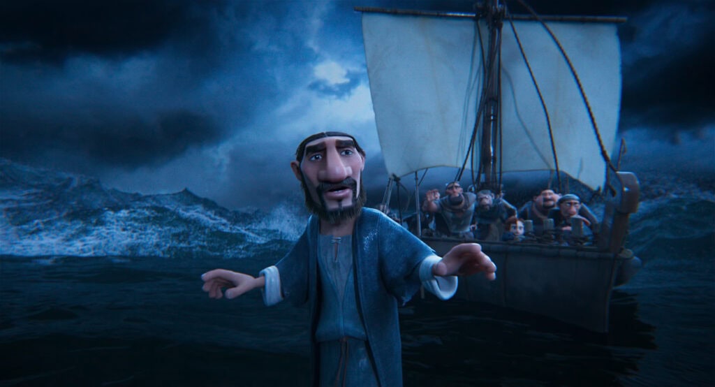 Peter walking on Water in the film, The King of Kings