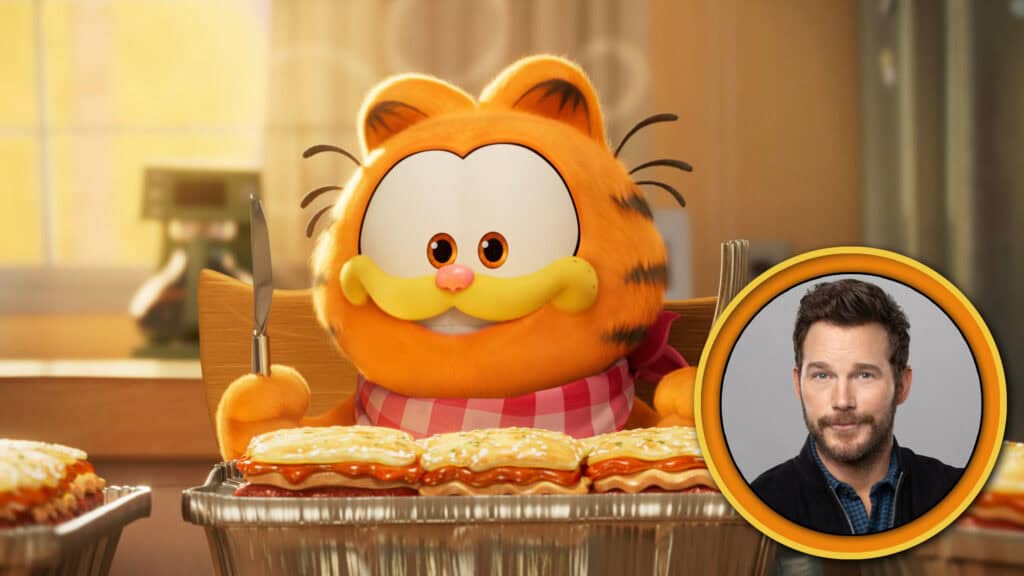 Chris Pratt plays Garfield in the 2024 Animated Garfield Movie