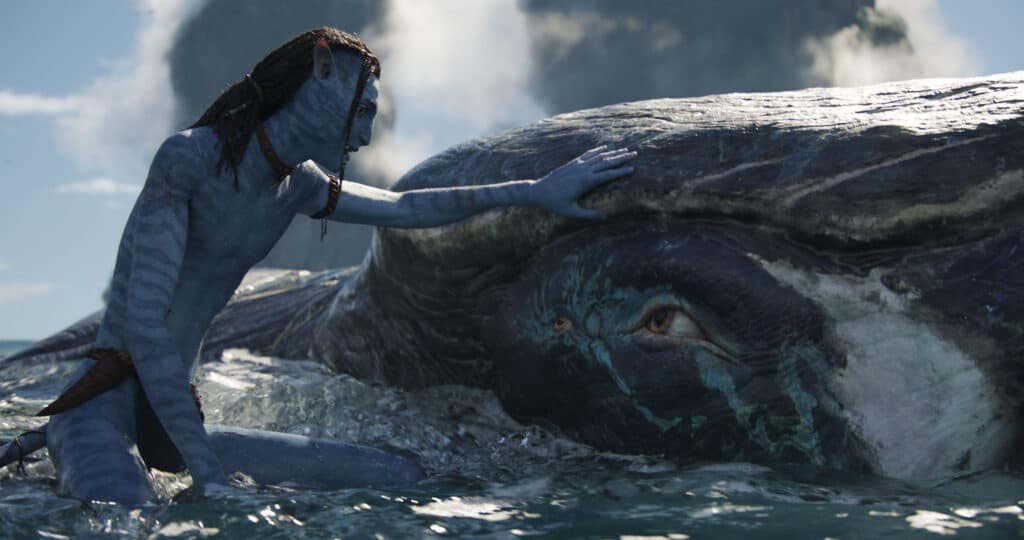 Tulkun and Na'vi in Avatar 2: The Way of Water