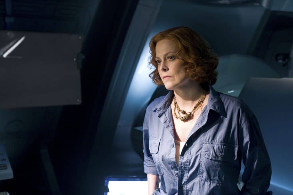 Sigourney Weaver looking pensively in AVATAR