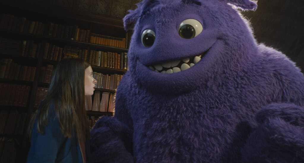 Big Purple monster starring at a girl from the movie IF