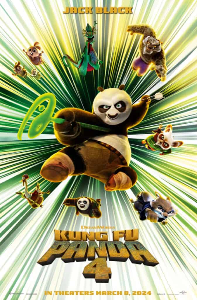 Movie Poster from Kung Fu Panda 4 opening March 8, 2024