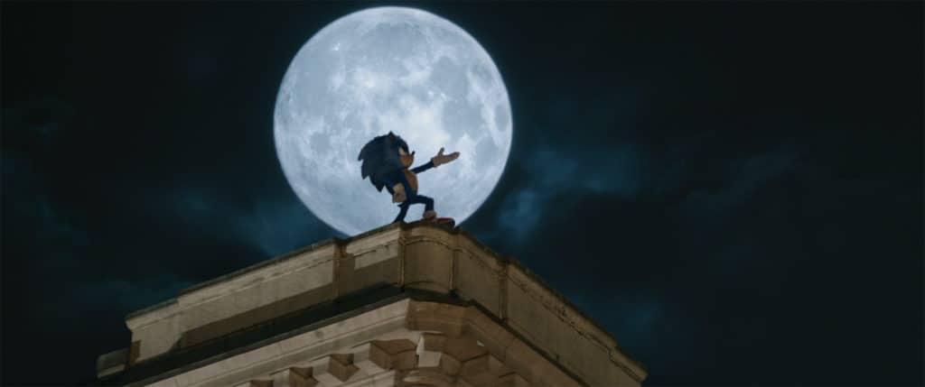 Sonic standing before the full moon