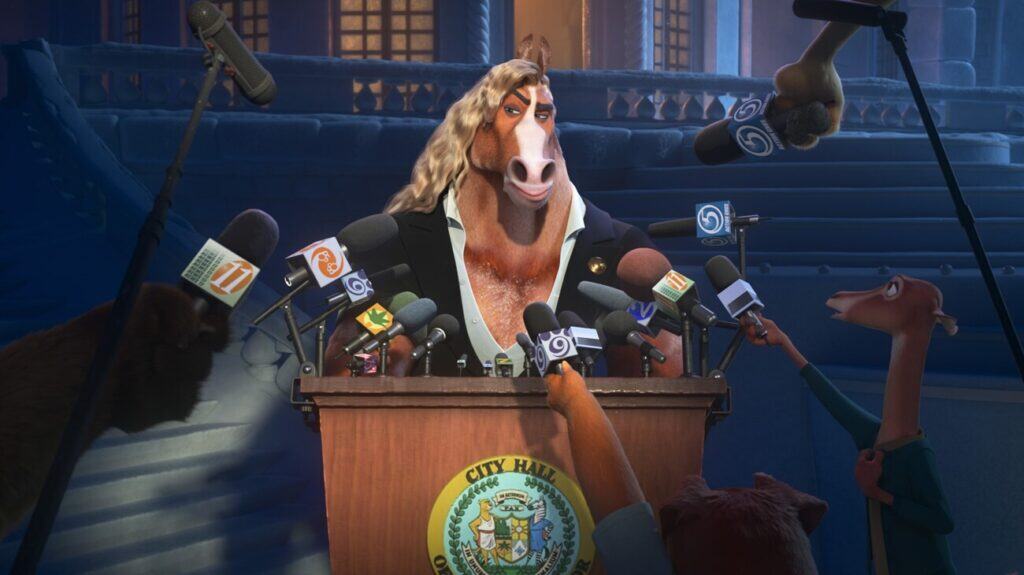 Zootopia 2 stars Patrick Warburton as the town mayor. He is a stallion with a long flowing mane.